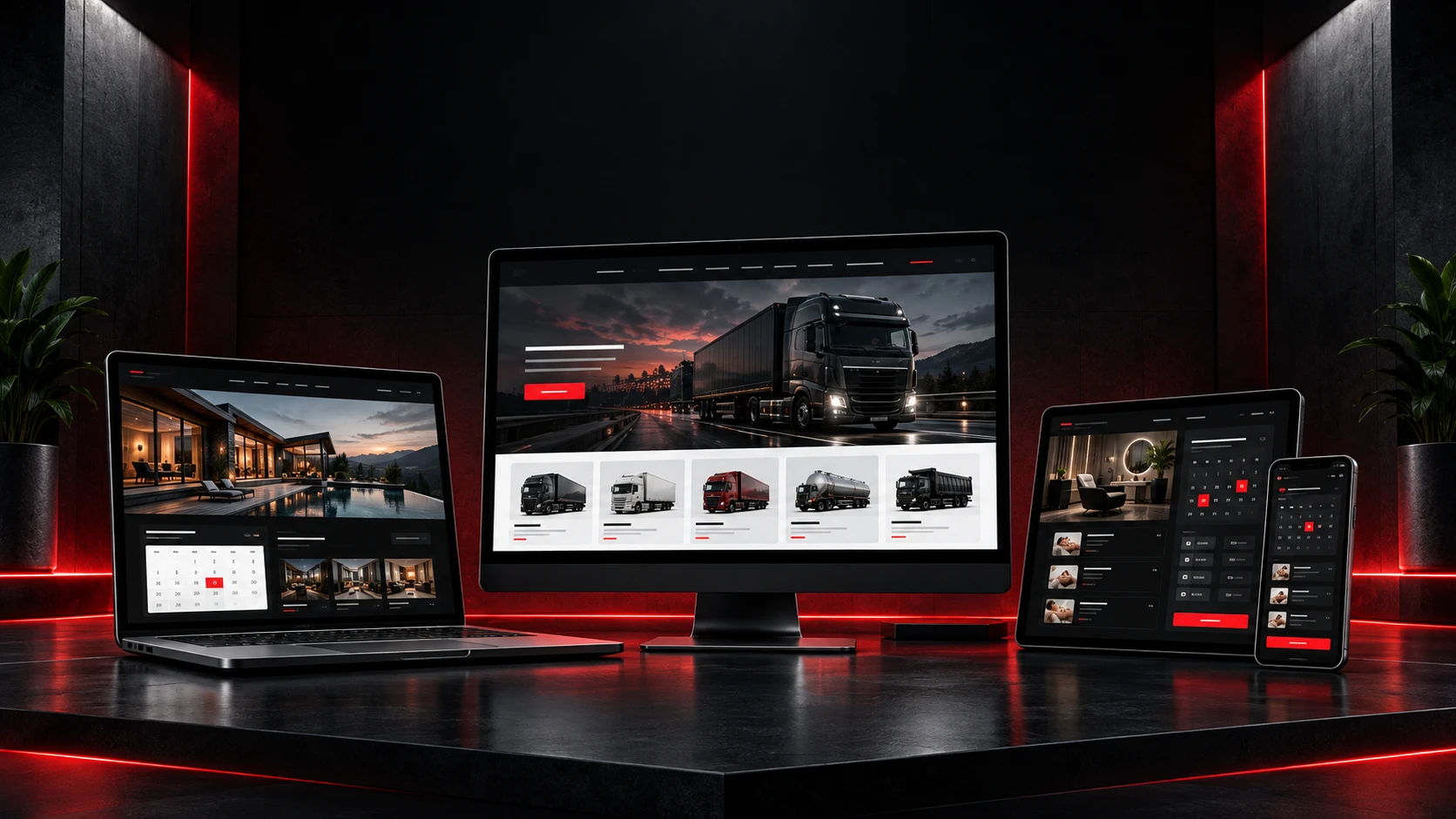 Illustration of industry websites on desktop and mobile screens