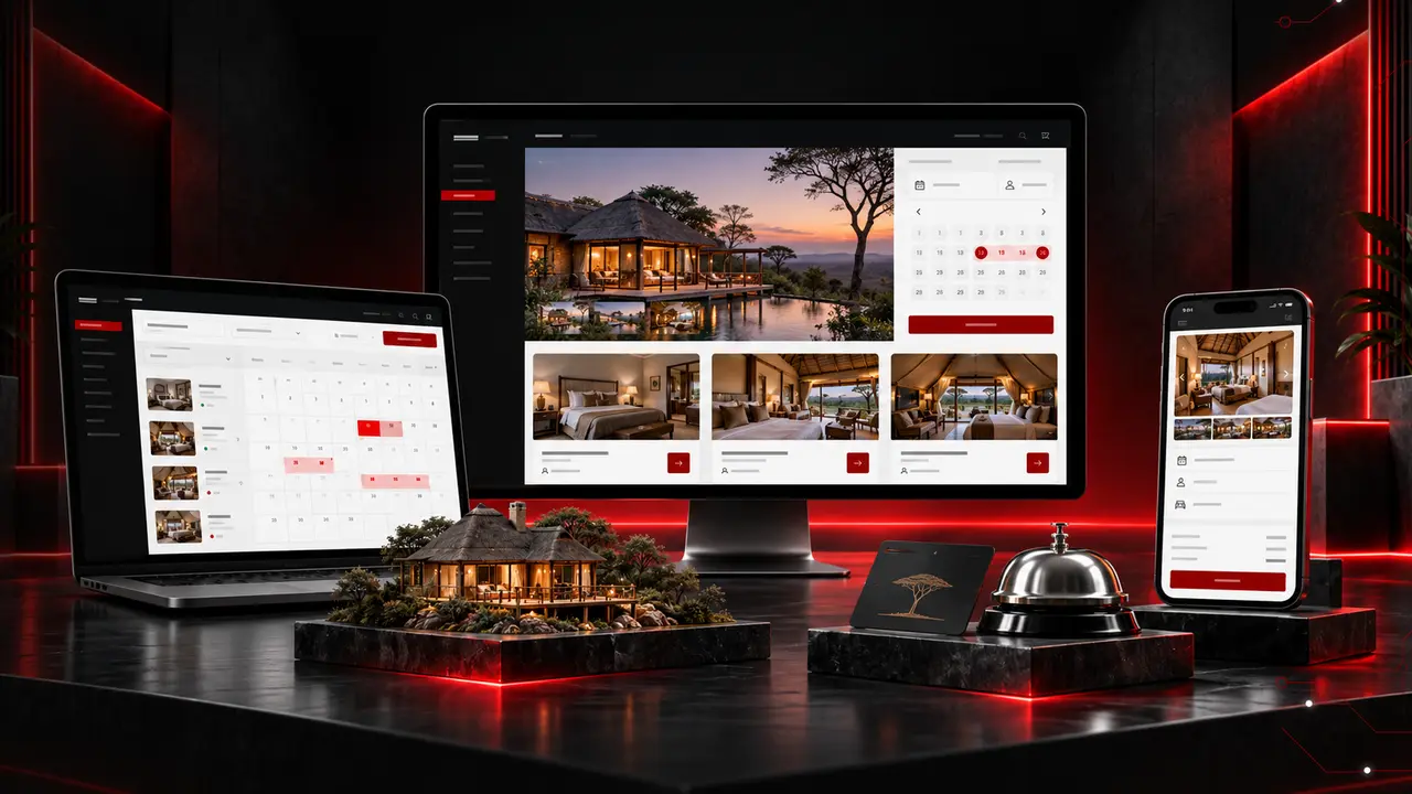 Desktop and mobile website previews for accommodation booking websites
