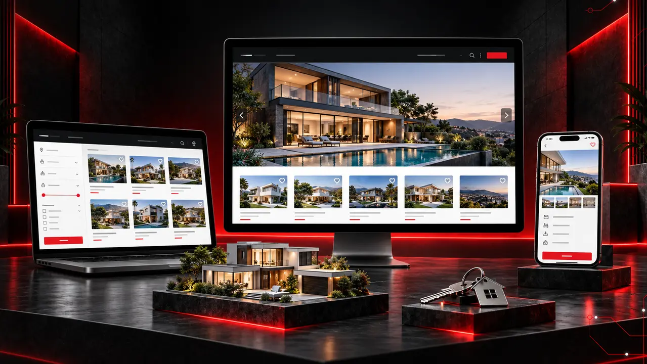 Desktop and mobile website previews for property listing websites