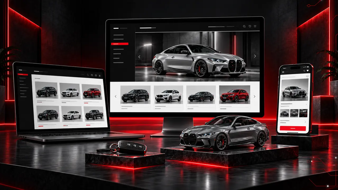 Desktop and mobile website previews for car dealership websites